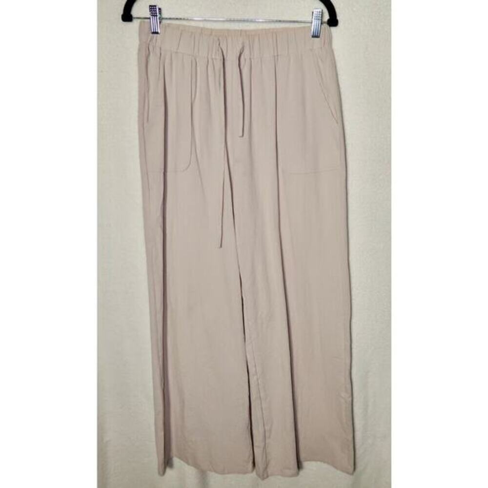Anthropology C.O.Z.Y Linen Fabric, Wide Leg, Hits Lower Hips Medium Cream‎ Beige
